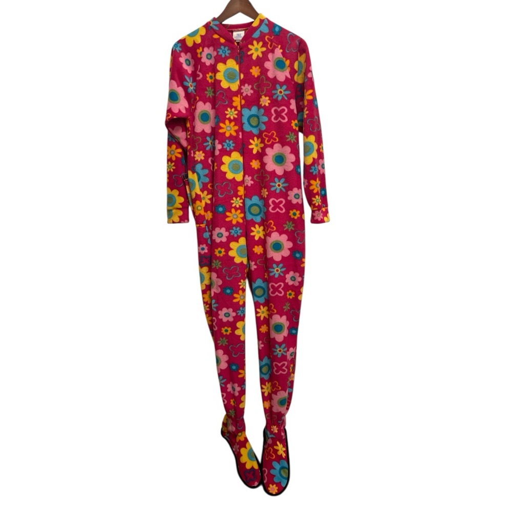 🌸 Vintage Snug As A Bug Adult Small Fleece Footed Pajamas Made in Canada